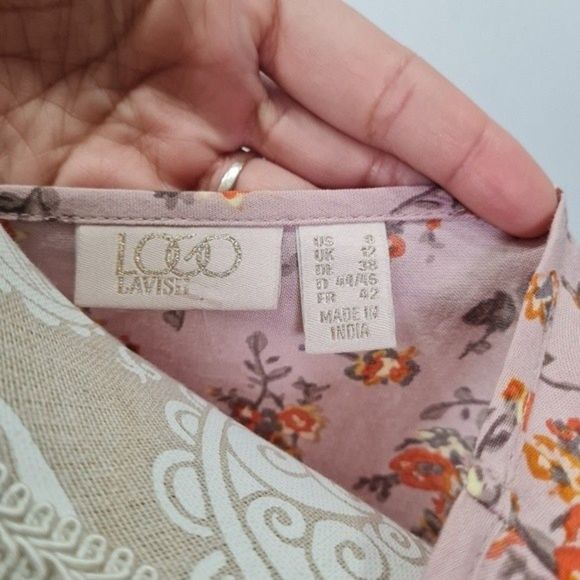 Logo Lavish Lori Goldstein Pink Floral Lace Sleeveless Tunic Top US 8 - Picture 6 of 15